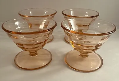 Buy Set Of 4 Pink Depression Glass Sherbet Bowl Block Optic Hockings Glass Co 1920’s • 34.52£