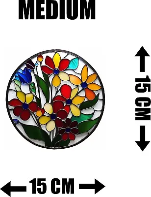 Buy Flower Stained Glass Effect Static Cling Window Sticker Colourful Gift • 5.99£