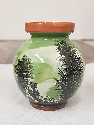 Buy Vintage Mocha Ware Boscastle Studio Pottery Earthenware Posy Vase Green 3  • 8£