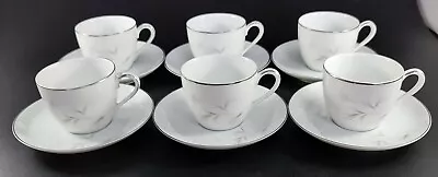Buy Set Of 6 Cups And Saucers Noritake China Grey Floral Gold Rim Pattern No.6322  • 24.72£