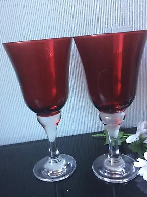Buy  2x Large Wine Glasses Goblets Hand Painted Red Balloons Drink Glassware 350ml • 12.30£