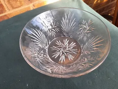 Buy Large Cut Glass Lead Crystal Fruit Bowl Decorated Serving Dish 1980s Style • 6£