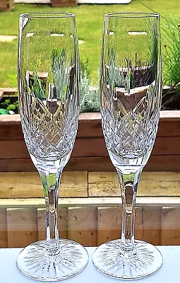 Buy Two Edinburgh Crystal Montrose Flute Champagne Glasses • 69£