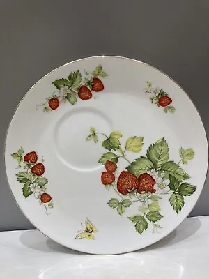 Buy Vintage Queens Virginia Strawberry Fine Bone China Snack Plate Made In England • 7.99£