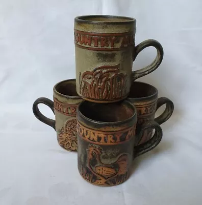 Buy  ❀ڿڰۣ❀ TREMAR STUDIO POTTERY Set Of 4 RUSTIC COUNTRY Stoneware COFFEE MUGS ❀ڿڰۣ❀ • 69.99£
