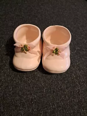 Buy Pair Small Vintage Pink Ceramic Shoes China Pottery Baby Boot Booties 1980s  • 2.50£