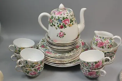 Buy Very Rare Complete Crown Staffordshire F7117 Thousand Flowers Tea Set, Colourful • 50£
