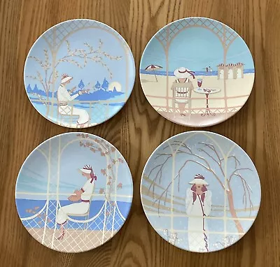 Buy Poole Pottery Art Deco 4 Seasons Plates. 6”. Blue. Dessert Plate. Decorative. • 24£