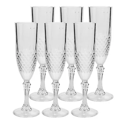 Buy 6 X VINTAGE CLEAR CRYSTAL EFFECT PLASTIC GLASSES DRINKING PICNIC GARDEN ACRYLIC • 9.95£