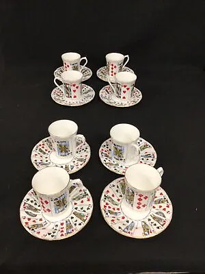 Buy 1875 Queen’s China Staffordshire English Fine Bone China Cut For Coffee Set Of 8 • 113.40£