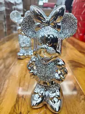Buy Bling Ornament Free Standing Silver Crushed Mickey Minnie Mouse Crystal Diamond • 17.99£