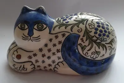 Buy Vintage Charismatic Signed  Sitki  Made By Sitki Olcar Hand-Painted Ceramic Cat • 125£