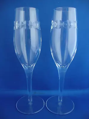Buy 2 X Stuart Crystal Luna Cut Pattern Champagne Flutes - Signed • 29.95£