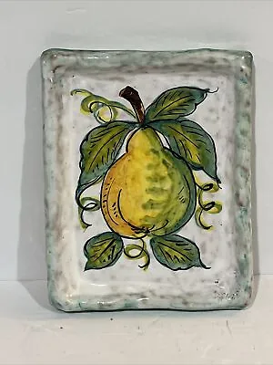 Buy Vintage Sicilian Italian Pottery Hand Painted Pear, Leaves Ceramic Wall Hanging • 46.14£
