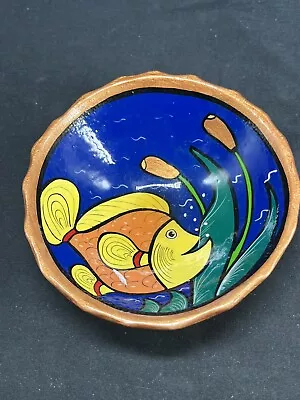 Buy Talavera Folk Art Mexican Pottery Bowl Fish Bright Colorful • 11.56£