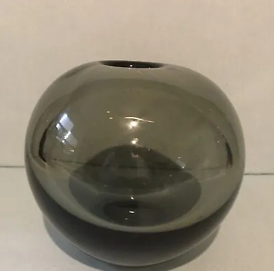 Buy Danish Holmegaard Per Lutkin Spherical Rondo Scandinavian Smoky Grey Glass Vase  • 52.83£