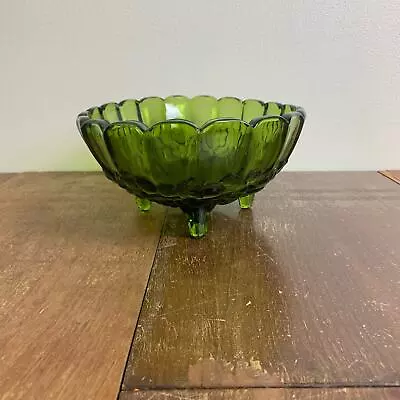 Buy Indiana Glass Harvest Grape Large Footed Vintage Avocado Green Serving Bowl • 18.86£