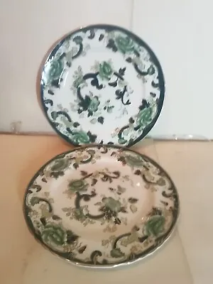 Buy 2 Vintage 8 Inch Mason Ironstone Green Chartreuse  Plates, Excellent Condition • 18£