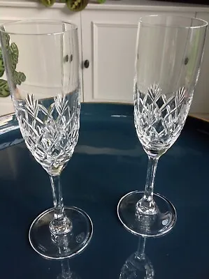 Buy Pair Of Edinburgh Crystal Champagne Flutes / Glasses Signed. • 19.99£