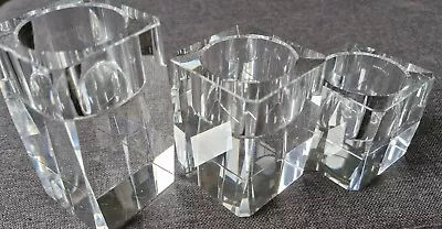 Buy Quality Heavy Crystal Cut Glass Cubic Graduating Candlesticks Tea Light Holders  • 25.99£