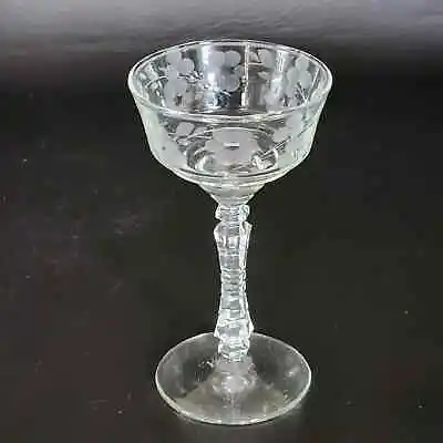 Buy Vintage Libbey Rock Sharpe Crystal Champagne Glass Etched Floral Design Lot Of 3 • 14.41£