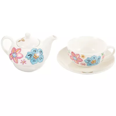Buy Ceramic Floral Tea Set With Teapot & Cups For Coffee & Tea • 32.99£
