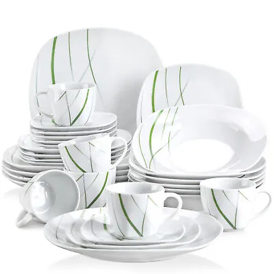 Buy VEWEET AVIVA Dinner Set Porcelain White Tableware Plate Set Bowl Service For 6 • 59.99£