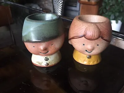 Buy Pair Of Scandinavian / Dutch Pottery Egg Cups - Boy And Girl • 15£