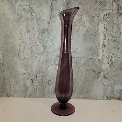 Buy Vintage Morgantown Glass Vase Amethyst Purple 10  Footed Bud Vase MCM • 23.93£
