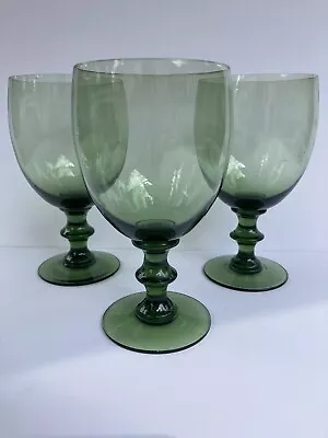 Buy Set Of 3 Nybro Green Wine Glasses By Swedish Discontinued • 14.15£