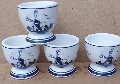 Buy Vintage Retro China Dutch Holland Netherland Delft Ornamental Egg Cups Set 4 War • 29.95£