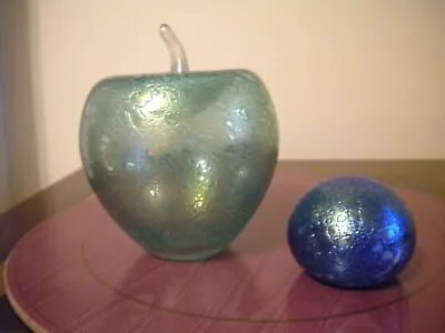 Buy Heron Glass Large Green Apple And Small Blue Paperweight - Christmas? • 10£