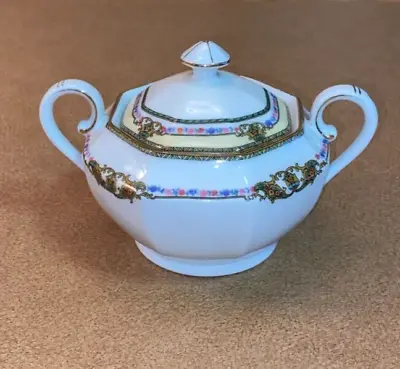 Buy BLOCH & CO COVERED SUGAR BOWL Gold & Multicolor On White EICHWALD CZECH • 16.64£