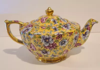 Buy James Sadler Sophie Chintz Teapot Yellow Floral Gold • 120.64£
