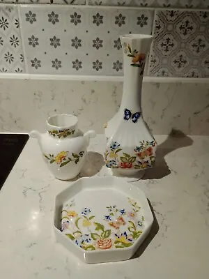 Buy Aynsley Bone China Cottage Garden Bud Vase, Small Urn And Trinket Dish • 6.99£