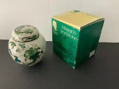 Buy Vintage Mason’s Ironstone Green Chartreuse Prunus Jar W Lid & Original Box • 66.41£