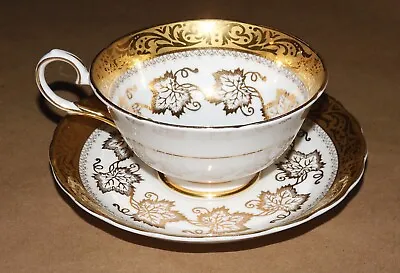 Buy ROYAL TUSCAN Cup & Saucer GOLD LEAVES & BORDER #D2651 Fine Bone China England • 27.88£