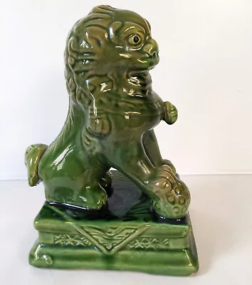 Buy Vintage Foo Dog Lion Guardian Statue Feng Shui Green Glazed Pottery Figurine M3 • 35£