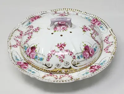 Buy Antique Noritake Nippon Hand Painted Swag Roses & Gold Covered Muffin Dish • 24£