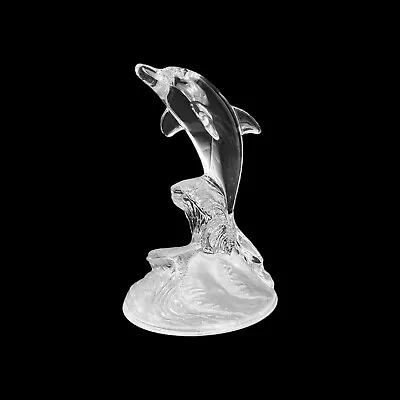 Buy Cristal D'Arques-Durand Clear Dolphin On Frosted Dome Base Animal Figurine • 14.39£
