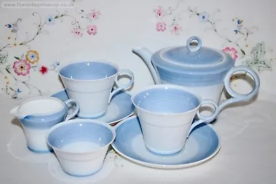 Buy FABULOUS Art Deco Shelley China Blue 12871 Tea Set LARGE Cup Saucer Plate Teapot • 230£