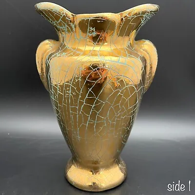 Buy Gonder Art Pottery Gold Crackle Art Deco Vase Pink & Blue Made In USA 6.75  Tall • 33.60£