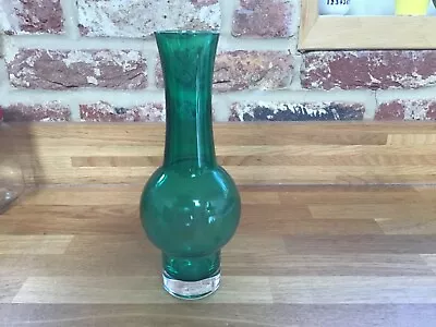 Buy Vintage Retro Riihimaen Lasi Oy Emerald Green Glass Vase 1371 Finland  • 26£