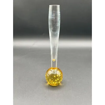 Buy Kosta Boda Yellow Round Ball Base With Bubbles Clear Vessel Bud Vase Art Glass • 24.65£