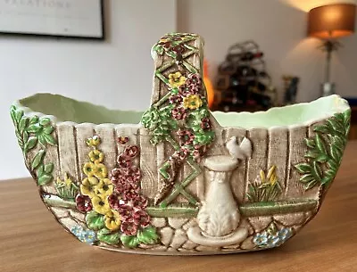 Buy Vintage C1940s/50s Sylvac Basket Hand Painted Relief Moulded Floral Large 19cm • 8.99£