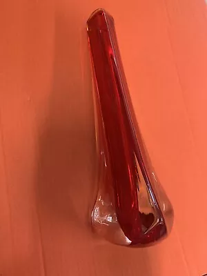 Buy Whitefriars Tricorn Ruby Red Cased Glass Vase. No 9570. Geoffrey Baxter. 1964. • 14£