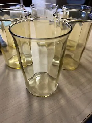 Buy Vintage Set Of 6 Sunny Yellow Depression Ware Juice Glasses • 27.40£