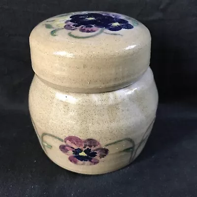 Buy Vintage Studio Art Pottery Stoneware Storage Pot Jar Floral Hand Painted 3.5” • 25£