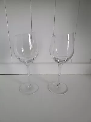 Buy  Pier 1 Set Of 2 Clear Crackle 12 Oz Angled Rim Wine Glass Goblet 8 5/8  Slant  • 47.35£