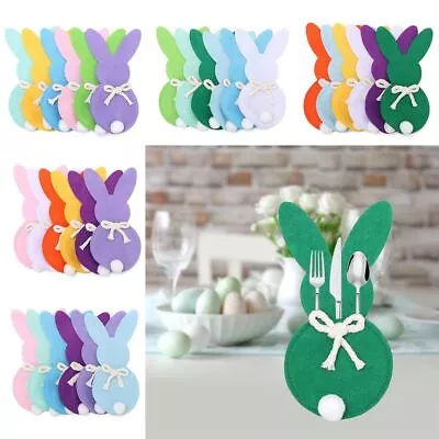 Buy 6Pcs Bunny Cutlery Bag Decoration Table Decorations  Easter • 4.40£